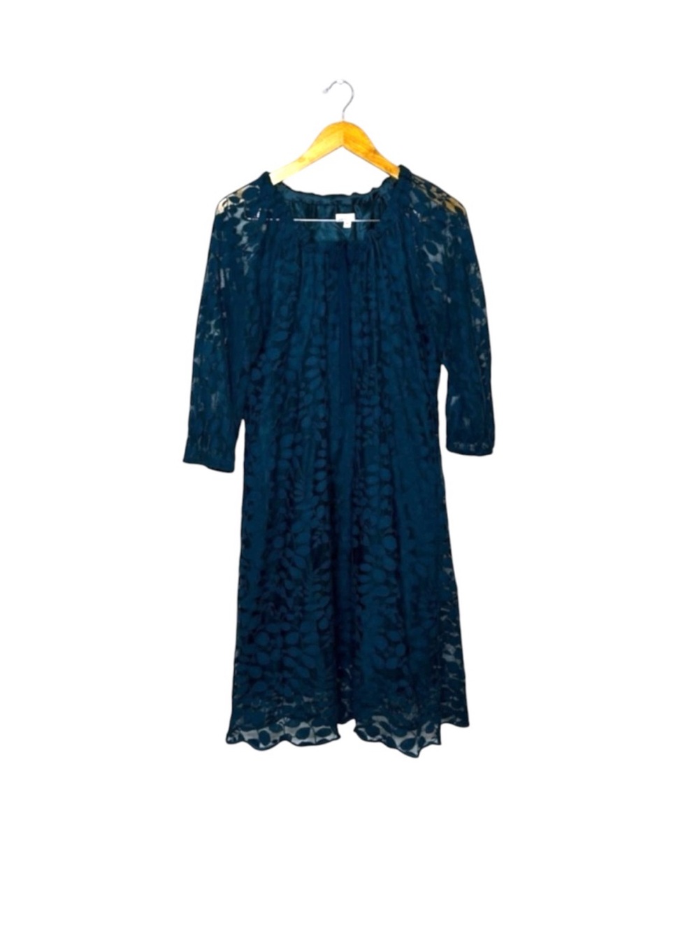 Garnet Hill Bohème Easy Lace Dress 3/4 Bishop Sleeve Boho Lace Women’s Size 16 - Picture 2 of 12